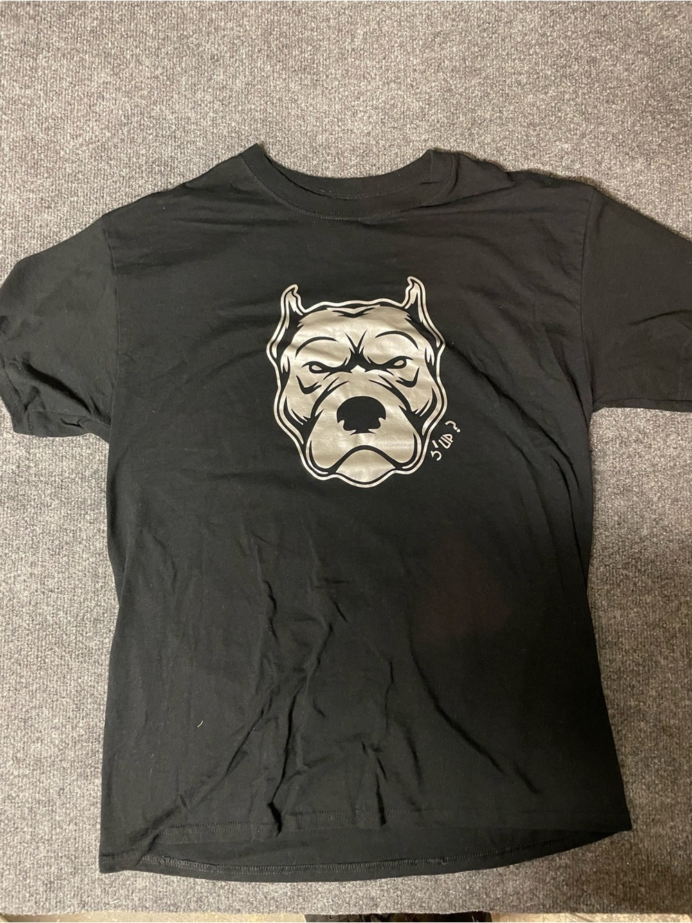 Gildan Black T‑Shirt with Cream Pitbull Head Graphic